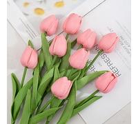 DBDJWHJ Fleurs de tulipes artificielles pour la décoration de la maison, bouquet de mariage, fleurs de mariée, tulipes en silicone comme plantes de décoration de fête vivante - Rose - 10 pièces