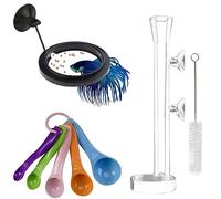Dbeans Flourithing Anneau d'alimentation pour poissons, plat d'alimentation pour crevettes et cuillère à mesurer - Idéal pour les poissons Betta et accessoires d'alimentation pour aquarium avec