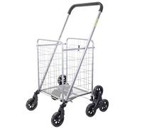 dbest products Monte-escalier, Cruiser, Chariot de Courses, Panier à provisions, Pliable, Panier à Linge sur Roues, Chariot Multifonction, Compact, léger, argenté