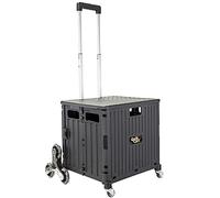 dbest products Quik Cart Caisse d'escalier à roulettes pour Enseignant avec siège, Panier Pliable Robuste avec poignée, Noir