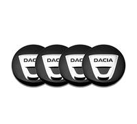 DBFDAQ 4 Pièces Cache-moyeux Centre Enjoliveurs Autocollant, pour Dacia Duster Logan Sandero Lodgy Stepway Mcv 56mm Voiture Capuchons Couverture Sticker Décoration Accessoires with Logo, Black