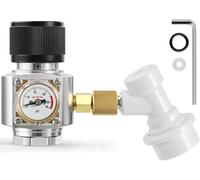 Dbgogo Mini régulateur de CO2 de 0 à 90 psi, mini régulateur de gaz, filetage 5/8-18UNF, régulateur de CO2 pour aquarium compatible avec cartouche de CO2 de 74 g, mini chargeur de fût de soda avec