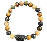 DBHDG Bracelet à perles du zodiaque pour homme - Pulsera Para Hombre lesté avec perles en pierre naturelle, bijou de guérison spirituelle à offrir (Lion)