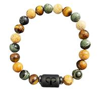 DBHDG Bracelet à perles du zodiaque pour homme - Pulsera Para Hombre lesté avec perles en pierre naturelle, bijou de guérison spirituelle à offrir (Bélier)