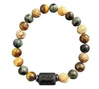DBHDG Bracelet à perles du zodiaque pour homme - Pulsera Para Hombre lesté avec perles en pierre naturelle, bijou de guérison spirituelle à offrir (Verseau)