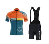 DBHDG Ensemble Maillot de Cyclisme pour Homme, Vêtements Velo Été Tenue Cycliste Manche Courte et Cuissard À Bretelle avec 9D Coussin Gel (Orange-1,M)