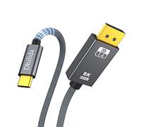 Dbilida Câble Displayport USB C 1.4 2 m, certifié VESA Câble USB C DP 1.4 32,4 Gbps, 8K @ 60 Hz, 4K @ 240 Hz 165 Hz, 2K @ 240 Hz, compatible Thunderbolt 4 3 DP Câble pour iPhone 15, MacBook Pro, etc