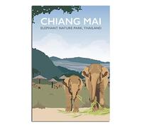 DBKGHIEDHG Plaque en métal Chiang Mai Thaïlande - Décoration murale vintage rustique - Pour café, bar, chambre à coucher, maison - 20 x 30 cm