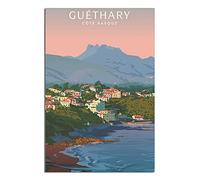 DBKGHIEDHG Plaque en métal Hawaii Guethary Cote basque vintage en étain - Décoration rustique - Pour café, bar, chambre à coucher, maison - 30 x 43 cm