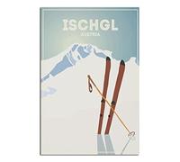 DBKGHIEDHG Plaque en métal Ischgl Austria Ski - Décoration murale vintage rustique - Pour café, bar, chambre à coucher, maison - 20 x 30 cm