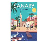 DBKGHIEDHG Plaque en métal Ville Sanary Sur Mer - Décoration murale vintage rustique - Pour café, bar, chambre à coucher, maison - 20 x 30 cm