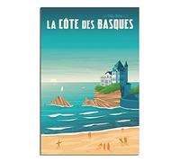 DBKGHIEDHG Plaque en métal vintage avec côtes basques, plage, surf, décoration murale vintage rustique, grotte, café, bar, chambre à coucher, décoration murale nostalgique, 20 x 30 cm