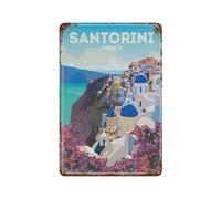 DBKGHIEDHG Santorini Plaque en métal vintage humoristique avec motif d'horizon de Grèce pour pub, bar, cuisine, jardin, salle de bain, décoration d'intérieur (20 x 30 cm, 389)