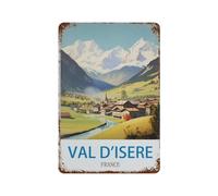 DBKGHIEDHG Val d'isere France Affiche de voyage vintage, panneau en métal amusant, décoration murale de jardin, maison, plaque pour salle de bain, cuisine, café, décoration murale, Halloween, Noël (20