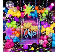 DBKL Ensemble de guirlande de ballons arc-en-ciel néon de 190 pièces avec ballons fluorescents néons lumineux, ballons de disco, brillent dans le noir, décorations de fête pour l'anniversaire des