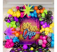 DBKL Kit de 190 guirlandes d'arche de ballons néon avec ballons fluorescents fluorescents, ballons disco phosphorescents pour décorations de fête d'anniversaire des années 80 et 90