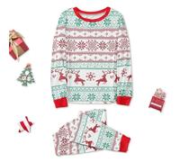 DBMZV Combinaison Pyjama Noël Famille Coton Combinaison Pyjama de Noel Une Pièce avec Capuche Renne Vêtements de Famille Ensemble Noël Assortis Loungewear Deguisement Mere Noel (Vert-3,XL)
