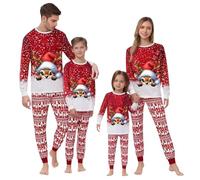 DBMZV Ensembles De Pyjama Hiver Chaud Pyjamas De Noel Manches Longues Col Rond Grande Taille Pajamas Christmas Pyjamas Noel pour Couple Costume Pere Gonflable (Rouge-1,XXL)