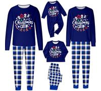 DBMZV Familles Noël Pyjama Pyjama de Noël en Renne Vêtements de Vêtements Nuit d'intérieur Chemise Nuit Tenue Homme Hiver Grande Taille Costume Pere Noel Homme (Bleu-4,L)
