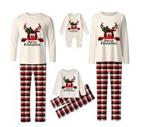DBMZV Pyjama de Noel Famille Ensembles de Pyjamas Noël Imprimé Renne Famille Christmas Pyjama pour Hommes Femmes Matching Christmas Pajamas Couples Deguisement Noel Lutin (Blanc-2,6Y)
