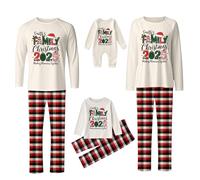DBMZV Pyjama Noel Famille Pyjama Assorti Couple Ensembles de Pyjamas Noël Chaud Christmas Pyjamas Ensemble Femme Homme Printemps Automne Hiver Loungewear Costume Lutin de Noël Femme (Blanc-3,L)
