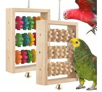 DBNESS Lot de 2 jouets à mâcher à suspendre pour perroquet en bois naturel - Blocs d'entraînement pour perruches, conures, inséparables, cacatoès, gris africain, perroquets amazones, aras