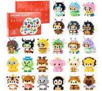 DBPBToU Calendrier De L'Avent En Briques Miniatures 2025 Pour Calendrier Enfant, 24 Surprises Calendrier De L'Avent Kinder Avec Cadeaux (Animaux et Insectes)