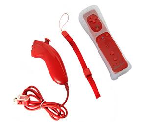DBPOWER 2in1 Manette Wiimote Controller + Nunchuk + intégré Motion Plus pour Wii Rouge