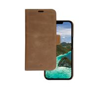DBRAMANTE1928, Étui pour iPhone 14 Plus Folio 2 en 1 modèle Lynge en cuir avec étui pour carte, marron clair