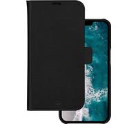 DBRAMANTE1928, Étui pour iPhone 14 Plus Folio 2 en 1 modèle Stockholm en cuir avec porte-carte, Noir