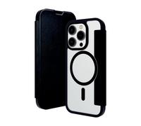 Helsinki - Etui à rabat pour téléphone portable - compatibilité avec MagSafe - plastique, cuir vegan - transparent/noir - pour Apple iPhone 15 Pro