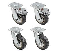 DBREAKS 4Pcs Roulettes pivotantes, Ø150mm Roues pour chariot, meubles, Roulette charge lourde, 2×Roulettes pivotantes avec frein+2×Roulettes pivotantes, Capacité de charge totale de 1600KG