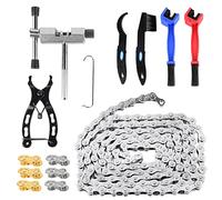 DBREAKS 6/7/8 Vitesses Chaîne de vélo, Outil de Maintenance pour Vélo | Kit de Réparation Comprend Brise-chaîne, Une Pince, Un Crochet à Chaîne, Une Règle de Révision, 6 Paires de Maillons Manquant