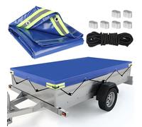 DBREAKS Bâche de Remorque Étanche 140x115x8cm avec 6m Corde (Bleu) | Imperméable, protection plate, pour modèles 134x108cm, 350kg et 750kg, usage polyvalent