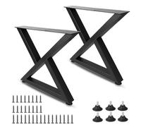 DBREAKS Lot de 2 Pieds de Table Métal, X Type Pied de Table Industriel en Fer, Noirs Pieds de Meuble DIY, 40cm Pieds de Banc en Industriel, Pieds De Table De Bureau avec vis, pour Table a Manger