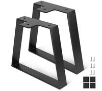 DBREAKS Lot de 2 Pieds trapézoïdaux de 20 cm, Pied de Table trapézoïdal Noir, Pieds de Meuble en métal, Cadre de Table avec vis, Accessoires de Meuble pour Table Basse DIY, Table de Chevet, Banc