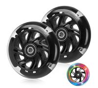 DBREAKS Lot de 2 roulettes lumineuses à LED pour trottinette Stunt - 100 mm - Avec roulements ABEC 9 - Dureté 88A - Convient pour toutes sortes de scooters - Noir