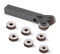 DBREAKS Lot de 7 roues moletées en acier 0,5 mm/1 mm/2 mm, fer moleté | Outil de moletage de tour, roue diagonale, roue moletée linéaire, roue linéaire diagonale pour tour, tour, travail du métal