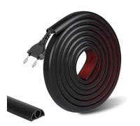 DBREAKS Mini Cache Câbles, Auto-adhésif Goulottes Passe Cable de 2 m, Goulotte Autocollante en PVC Flexible Passe Cable Sol, Goulotte Electrique, Cache Fil TV Mural, Bureau Goulotte Noire