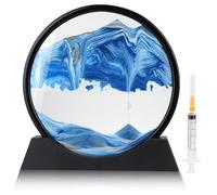DBREAKS Peinture de Sable Rotative 3D, Cadre Mouvant Décoratif, Sablier en Verre Rond, Décoration de Table pour Adultes et Enfants, Bleu / 12"
