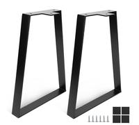 DBREAKS Pieds de table trapézoïdaux de 35 cm, pieds de table noirs en métal trapézoïdal, pieds de meuble avec vis, pieds de meubles pour table basse, table de nuit, banc DIY