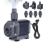 DBREAKS Pompe à Eau Submersible pour Aquarium 15W 1000 L/H, 1,5M Mini Réglable Pompe Aquarium avec 3 Buses, 3-en-1 Ultra Silencieuse Pompe a Eau (Aspiration Latérale/Suspension/Fond)