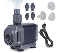 DBREAKS Pompe à Eau Submersible pour Aquarium 25W 1500 L/H, 2M Mini Réglable Pompe Aquarium avec 3 Buses, 3-en-1 Ultra Silencieuse Pompe a Eau (Aspiration Latérale/Suspension/Fond)
