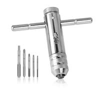 DBREAKS Porte Taraud à Poignée en T, Tarauds et Filières Tourne a Gauche Kit Taraudage, Tarauds à Main Cliquet Réglable Clé, avec 5 pièces Métrique taraud M3 M4 M5 M6 M8