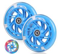 DBREAKS Roues lumineuses pour trottinette stunt, lot de 2 roues avec lumière LED, roues de rechange LED de 120 mm pour scooter avec roulements ABEC 9, dureté 88A, adaptées à tous les scooters (Bleu)