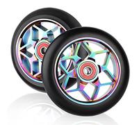 DBREAKS Stunt Lot de 2 roues de rechange pour scooter - 110 mm - Roulements ABEC 9 - Dureté 88A - Noir multicolore