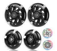 DBREAKS Stunt Lot de 4 roulettes lumineuses à LED pour trottinette - 80 mm + 120 mm - Roues de rechange avec ABEC, 9 roulements à billes - Dureté 88A - Convient pour toutes sortes de scooters (noir)