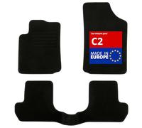 DBS - Tapis de Sol Voiture - sur Mesure - Adapté à Votre Citroen C2 (09/2003-12/2009) Antidérapant : Clips de Fixation et Autogrip - 3 pièces : Protection du Pont arrière - Moquette