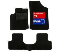 DBS - Tapis de Sol Voiture - sur Mesure - Adapté à Votre Citroen C3 (02/2002-12/2010) Antidérapant : Clips de Fixation et Autogrip - 3 pièces : Protection du Pont arrière - Moquette