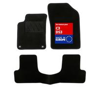 DBS - Tapis de Sol Voiture - sur Mesure - Adapté à Votre Citroen/DS C3 / DS3 (11/2009-07/2019) Antidérapant : Clips de Fixation et Autogrip - 3 pièces : Protection du Pont arrière - Moquette